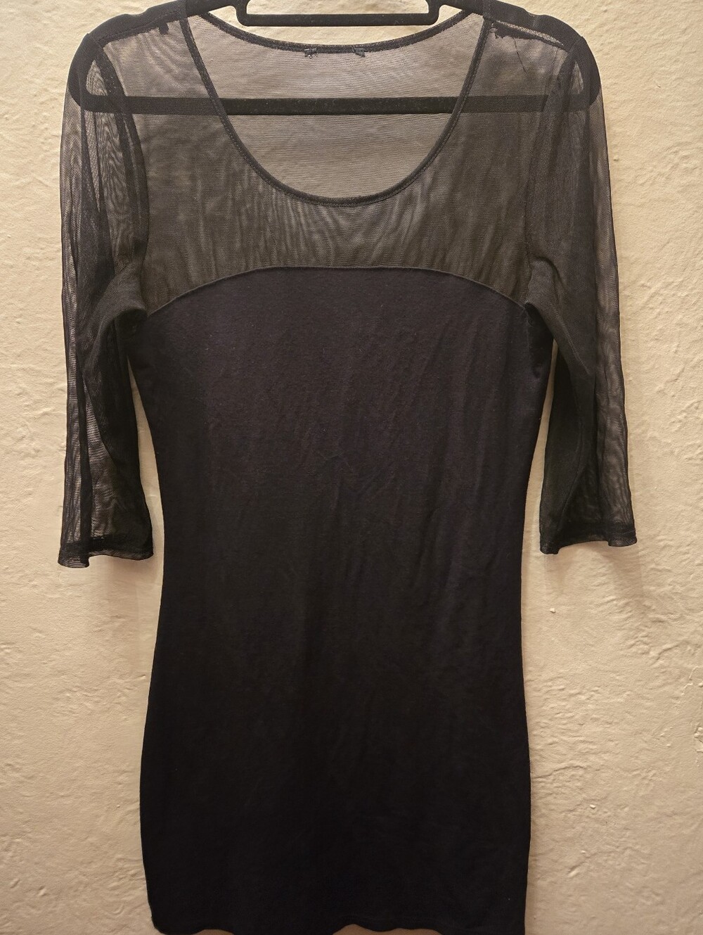 Black Mesh Sheer Bodycon Mini Dress Goth Y2K Club Kid Coquette S/M